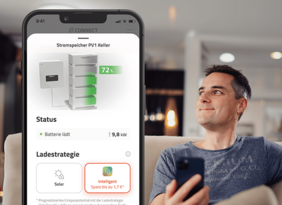 Smartphone zeigt ein Energiemanagementsystem