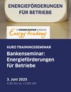 Titelseite des Folders Bankenseminar: Energieförderungen für Betriebe